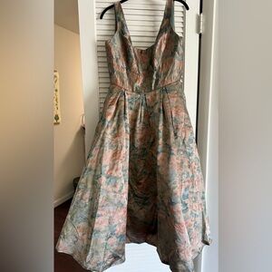 Azazie ATELIER Floral Patterned Teal Midi Dress - brand new!
